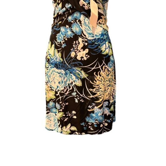 Tropical Tie Halter Mini Dress Blues Whites Backless Med / Lar NWT Stretch Beach - Picture 5 of 14